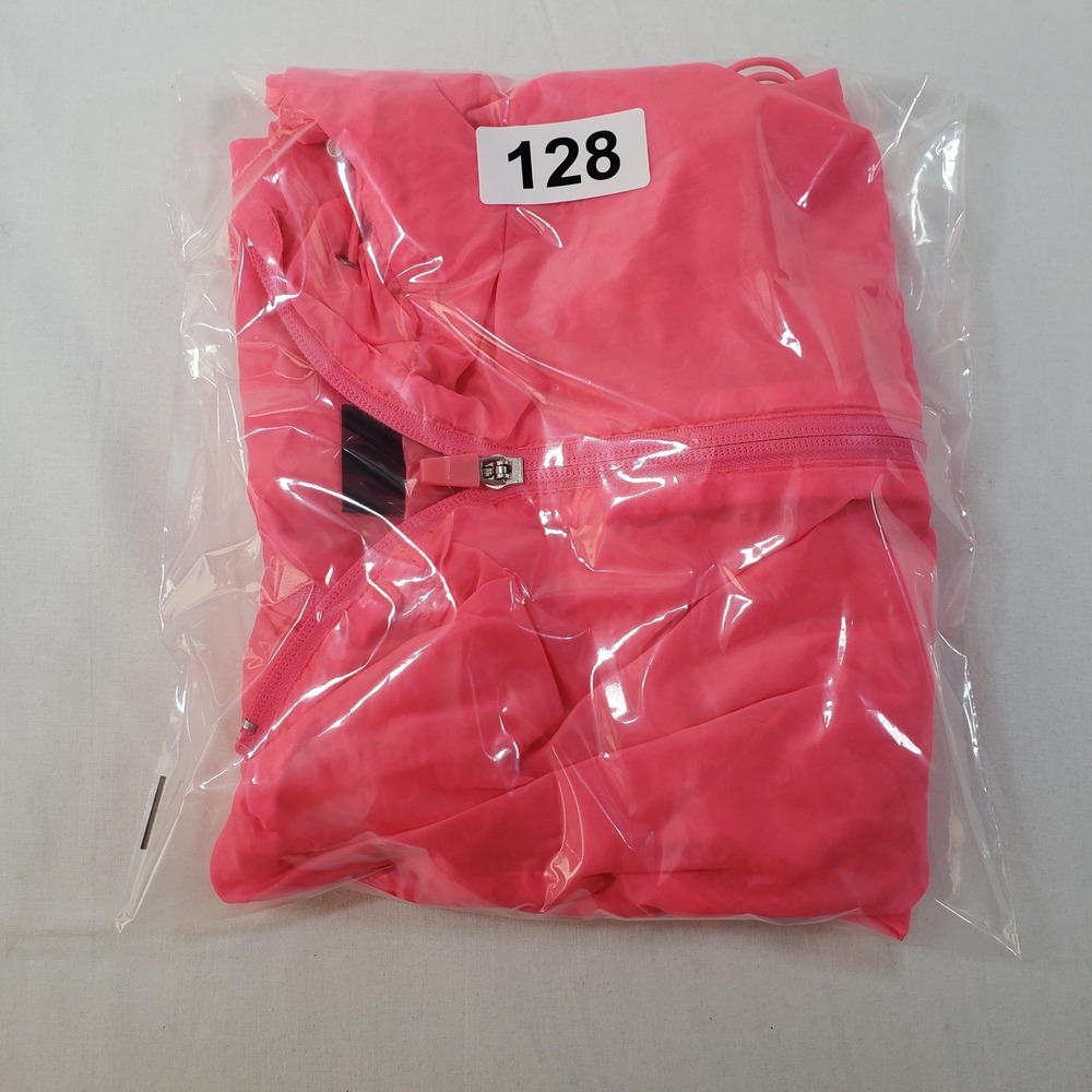 Hind Womens Neon Pink Hooded Windbreaker Running Jacket Size S Full Zip Hexagon - Picture 11 of 11